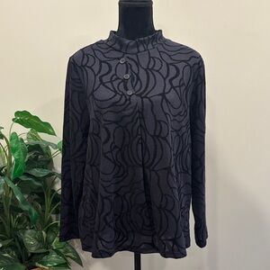 Trisha Tyler Black Burnished Floral Mock Neck Tunic NWT